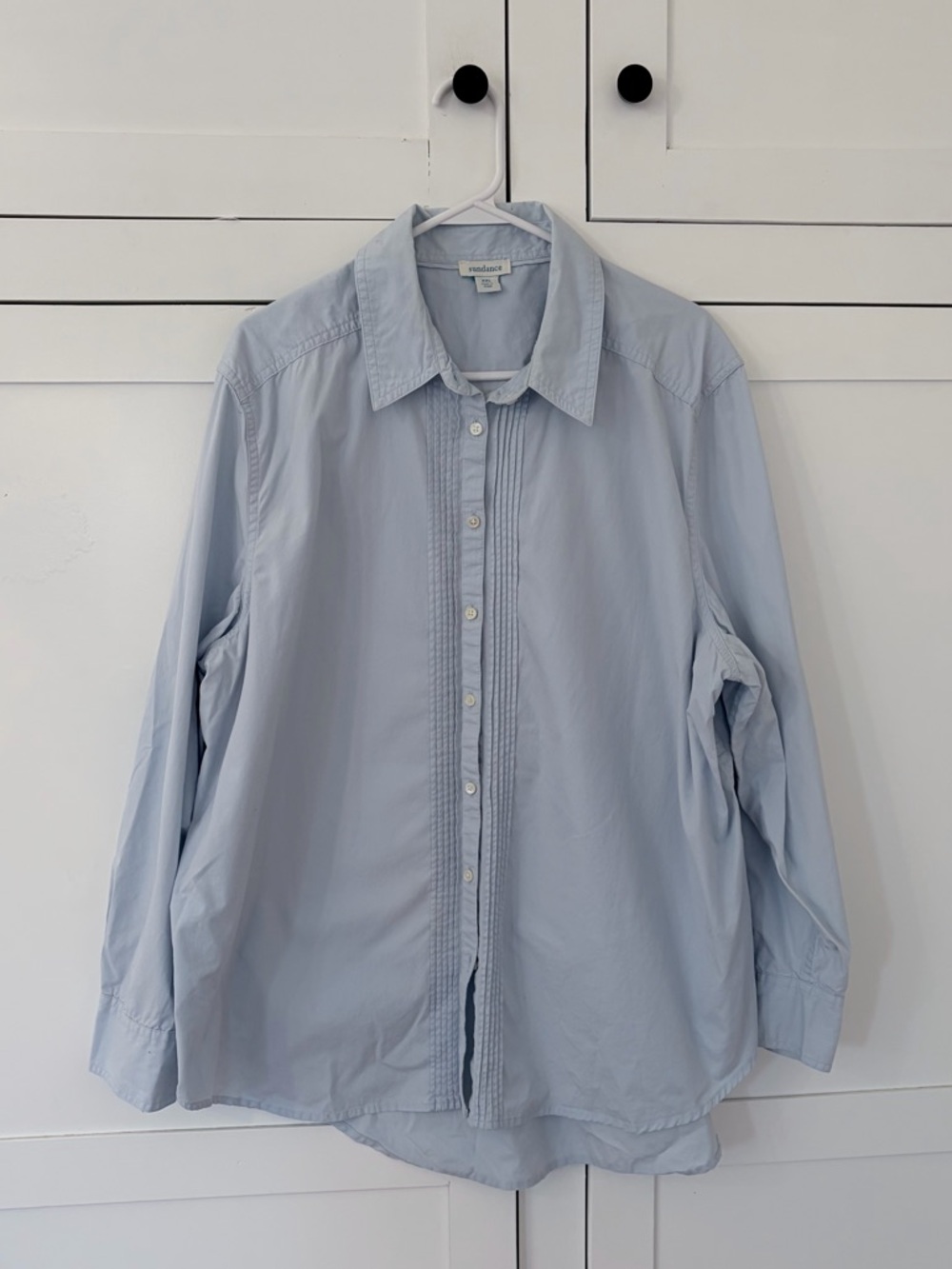 Sundance Blue Pleated Pintucked Button Down Shirt Size XXL
